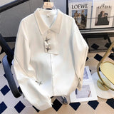 Advbridge Metal Zipper Design Shirt Autumn New Fashion Loose Trendy Dark Series High-End Drape Irregular Long-Sleeved White Shirt For Men