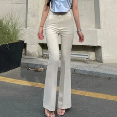 ADVBRIDGE  -  Korea High Waist Women Casual Pants Y2K Elegant Office Lady Slim Flared Pants Fashion Solid Streetwear All Match Female Trousers