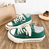 ADVBRIDGE  -  Unisex High-Top Vulcanized Canvas Sneakers Solid Green/Black Lace-Up All-Season Student Casual Shoes Low Top Skate Shoes
