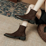 Advbridge 2024 New Autumn Women Boots Brown Chelsea Boots Genuine Leather Women Shoes Winter Retro Ankle Boots Leather Ladies Shoes