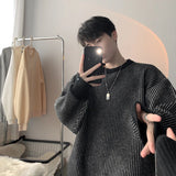 Advbridge Autumn Men's Luxury Striped Knit Pullover Sweater Long Sleeve Casual Streetwear Loose Stylish Leisure Korean Popular Knitwear