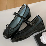 ADVBRIDGE  -  Sweet Mesh Polka Dot Mary Jane Shoes Women Summer Breathable Round Toe Ballet Flats Comfort Soft Sole Heightening Single Shoes