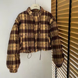 Advbridge Fashion Plaid Women's Winter Down Jacket Short Small Coats  White Duck Down Padding New Outerwear Korea College Style Jacket