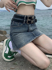 Advbridge -  Fashion Belt Skirts Female New Y2k Summer Short Denim Skirt High Waist Skirt Denim Black Sexy Jean Skirt Skirts For Women