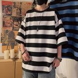ADVBRIDGE  -  Male Cotton T Shirts High Quality Striped T-shirts Tee Shirts Summer Autumncontrast T Shirt for Men Top Quality 2025 Q81