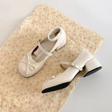 ADVBRIDGE  -  Designer Spring Autumn Thick Heel Women Mary Jane Shoes Concise Butterfly-knot Single Shoes Ladies Elegant Dress Leather Pumps