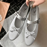 ADVBRIDGE  -  Women's cow leather metal buckle slip-on ballet flats sweet bowtie soft comfortable elegant ladies slim daily ballerinas shoes