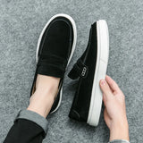 ADVBRIDGE  -  Fashion Trends Mens Black Loafers Shoes Suede Slip on Casual Dress Man Shoes Wedding Office White Soled Leather Shoes Highend
