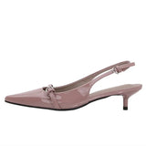 ADVBRIDGE  -  Sexy Purple Patent Leather Pointed Toe High Heels Women Summer Back Strap Kitten Heel Sandals Fashion Brand Office Ladies Shoes