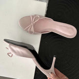 Advbridge Butterfly-knot Peep Toe Women Slippers Fashion Thin Heels Sandals Casual Party Dress Slide Summer Shoes