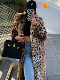 Advbridge Winter Long Warm Thick Leopard Fluffy Faux Fur Coat Women Tiger Print Runway Loose Luxury Designer Clothing Women