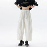 ADVBRIDGE  -  Trendy Men's High Waist Wide Leg Ankle Pants - Office to Weekend Cropped Trousers Stretchy Waist & Lightweight Breathable Fabric