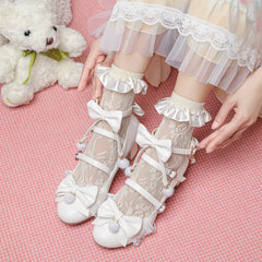 Advbridge Cross Strap Princess Lolita Shoes Student Performance Shoes Women Chunky Heels Party Wedding Cosplay Bow Mary Jane Pumps