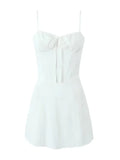 Advbridge Lace Up Mini Summer Dress Sundress Women Spaghetti Strap Sexy Short White Beach Vestidos Fishbone Party Club Dress 2024