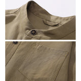 ADVBRIDGE  -  Men Summer Streetwear Cool Breathable Loose Casual Short Sleeve Stand Collar Plus Size Shirts Cityboy Oversize Shirt Blouse