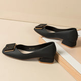 Advbridge Chunky Block Pumps for Women Slip On Low Heel Closed Round Toe Dress Classic Mid Square Shoes Wedding Party Office Lady  Shoes