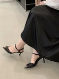 ADVBRIDGE  -  8cm High Heels Sandals Silver Mesh Rhinestone Stiletto Heels Shoes Woman Summer Sandals Black Ladies Shoes Zapatos De Mujer