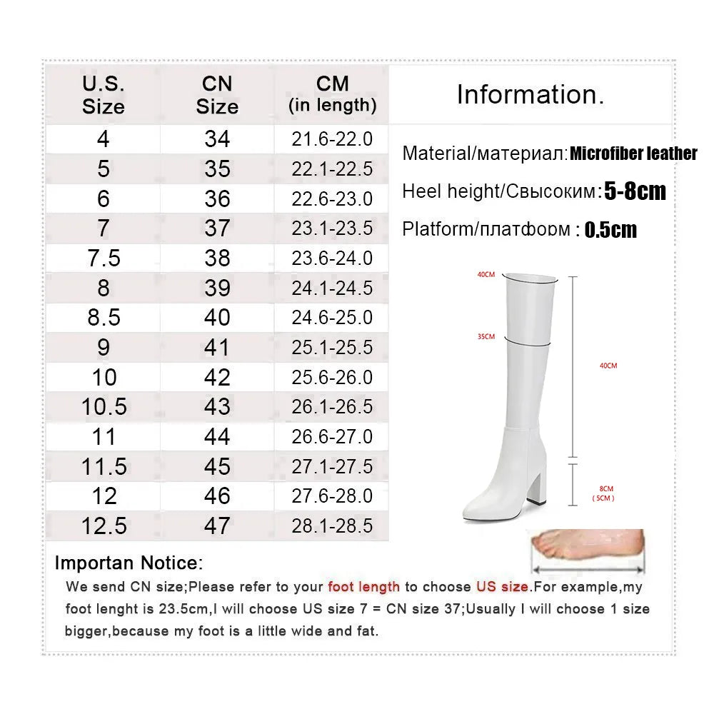 Advbridge New Knee-High Boots Women Pointed Toe Side Zipper Knight Boots For Women Thick High Heels Women Winter Boots Women Botines Mujer