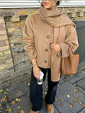 Advbridge Women's Scarf Collar Single Breasted Long Sleeved Jacket Versatile Solid Color Chic Short Coat Autumn New Female High Streetwear
