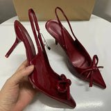 Advbridge Bow Pointed Toe High Heels Sandals Women Brand Designer Shoes Fashion Slides Sexy Slingback Shoes Elegant Mules Sandals Female