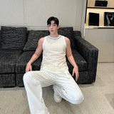 Advbridge Niche Design Thin Men's Tank Tops Round Collar Sleeveless Sequins Hollow Out Casual Male Clothing Summer New 2024