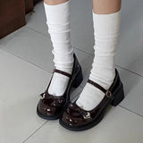 ADVBRIDGE  -  Mary Jane Shoes for Women with Bow Black Woman Pumps Round Toe Medium Heels Genuine Mark Korean Style Wholesale Fashion Vacation
