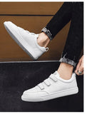 Advbridge Hook and Loop Fasteners White Shoes Lace Up Men Sneakers Tour Shoes Outdoor Thick Bottom Work Shoes Leisure Flats Men Shoe