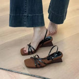 ADVBRIDGE  -  Kitten High Heels Open Toe Sandals Cross Narrow Band Low Slippers Stylish Comfortable Sexy Multi-work Shoes Flat Heels