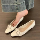 ADVBRIDGE  -  Retro Belt Buckle Design High Heels Women Shoes Square Toe Elegant Low Heel Office Shoe Fashion Brand Mules Pumps Women Footwear