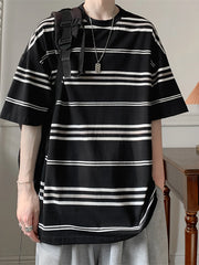 ADVBRIDGE  -  Round Neck T-Shirt Striped Ultra-Light Men's Quick Drying Breathable Sweat-Absorbent T Shirt Suitable for Fitness Clothing Q260