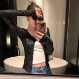 Advbridge Y2k Aesthetic Lace Jacquard Women's Cardigan Harajuku Vintage Single Breasted Slim Tops Japanese Grunge Fashion Pull Femme Mujer