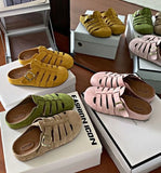 ADVBRIDGE  -  Round Toe Slides Soft Woman Slippers Thick Roman Style Mules Shoes for Women On Promotion Elegant and Fashionable Sandals Sale