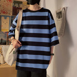 ADVBRIDGE  -  Male Cotton T Shirts High Quality Striped T-shirts Tee Shirts Summer Autumncontrast T Shirt for Men Top Quality 2025 Q81