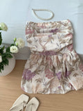 ADVBRIDGE  -  Sexy Strapless Dresses for Women's French Style Printed Retro Dresses Summer Fashion Vestidos mujer