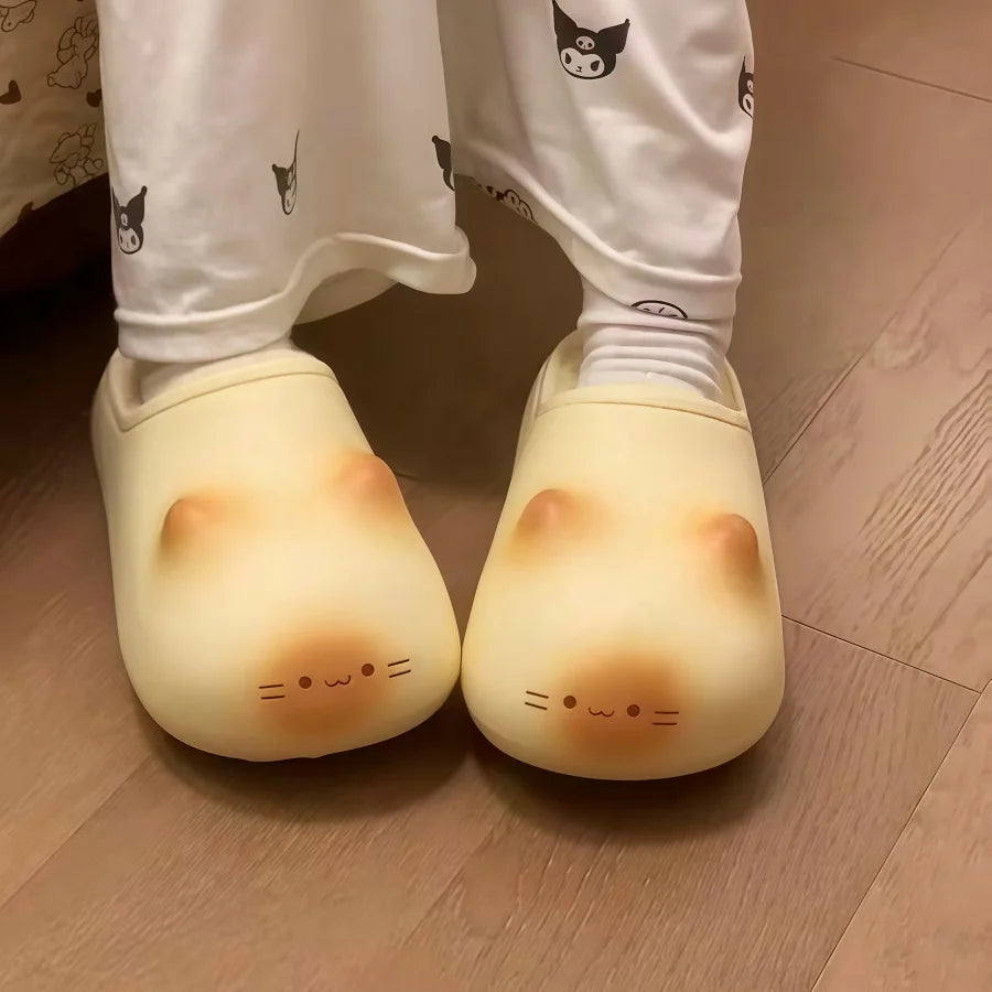 New 2 in 1 Cute Cat Clogs Woman Non Slip Breathable Closed Toe Kitty Feet Sandal Light Indoor Outdoor Cartoon Garden Shoes Women