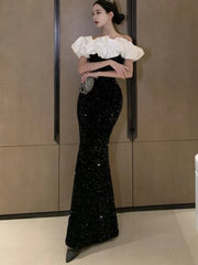 Advbridge Elegant Bodycon Velvet Sequined Long Dresses for Women Patchwork Slim Mermaid Evening Party Dress Prom Robe Vestidos Mujer New
