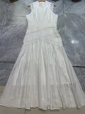 ADVBRIDGE  -  Design sense embroidery elegant sleeveless dress women's summer women's new high waist hollow big swing fashion A-line skirt