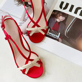 Advbridge Sweet Bowknot Open Toe Thin Heeled Sandals Women 2024 Summer Sexy Narrow Buckle High Heels Elegant Wedding Dress Shoes Red Pumps