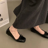 Advbridge 2024Women Spring Shoes Square Toe Boat  Bow Ballet Flats Velvet Slip on Flat  for Female