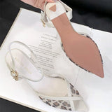 ADVBRIDGE  -  Fashion Leopard Print Thin High Heeled Shoes Woman Pointed Toe Buckle Shallow Women Sandals Summer Sexy Open Toe Party Shoes