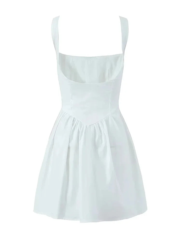 Advbridge Bowknot White Cotton Mini Dress Summer Women Sexy Short Beach Vestidos 2024 Corset A-line Tank Dress Party Club New