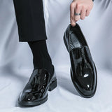 Advbridge Fashion Tassel Patent Loafers Men's Luxury Pea Shoes Night Club Shiny Leather Shoes Black Shoes Slip-on Flats Moccasins Shoes