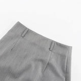 ADVBRIDGE  -  Trendy Office Lady Gray Versatile Half Skirt 2024 Casual High Waisted Zipper Straight Split Midi Skirts Temperament Outfits