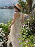 Advbridge Women Fashion Irregular Ruffles Beach Dress Summer Casual France Fairy Party Vestidos Korean Spaghetti Straps Bohemian Dresses