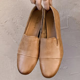 ADVBRIDGE  -  Women's cow leather round toe slip-on 3.5cm thick low heel loafers high quality soft comfortable casual female OL style shoes