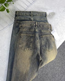 Advbridge American Retro Jeans Womens Distressed Washed Tassel Jeans Y2k Streetwear High Waist Slim Slim Fashion Versatile Flared Jeans