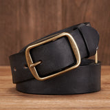 Advbridge Thick Cowhide Copper Pin Buckle Real Genuine Leather Belt For Jeans Fashion Casual Belt Men Waistband Retro Luxury Male Strap