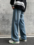 Advbridge Street Clothing American Strap Design Y2K Jeans Loose High Street Trend Straight Pants Casual Jeans Men's Clothing Stretch Jeans