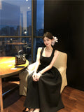 ADVBRIDGE  -  Spring Summer 2025 Pink Elegant Evening Woman Dress French Bow Pleated Square-Collar Length Dresses Abend Kleider New Vestidos