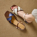 ADVBRIDGE  -  Buckles Square Toe Women's Sandals Comfort Summer Shoe Sale Original Luxury Designer Korea Casual Daily 2025 Vip On Ladies Shoes